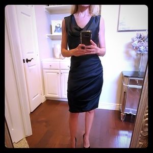 Vera Wang navy silk cocktail dress